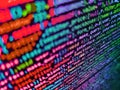 Program code PHP HTML CSS of site. Script procedure creating. Programming code abstract screen of software developer. Shallow Royalty Free Stock Photo