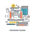 program coding flat line icon design concept