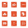 Program of development child icons set, grunge style Royalty Free Stock Photo