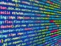Program development concept. Abstract computer script about big data and blockchain database. Displaying program code on computer Royalty Free Stock Photo