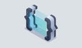 Program development and programming isometric icon, Artificial intelligence automated process big data processing Royalty Free Stock Photo