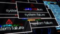Program failure warning notifications all over the screen, security alert concept. Animation. Computer monitor showing Royalty Free Stock Photo