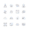 Program software line icons collection. Application, Computer, Code, Development, Interface, Algorithm, Compiler vector Royalty Free Stock Photo
