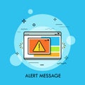 Program window displaying exclamation mark inside yellow triangle. Concept of critical alert message, system error Royalty Free Stock Photo