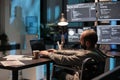 Programer compiling coding language on laptop Royalty Free Stock Photo