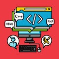 Programing coding concept, developer script connection Royalty Free Stock Photo