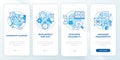 Programing language selection criteria blue onboarding mobile app screen