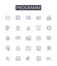 Programm line icons collection. Project, System, Application, Application software, Software program, Computer software