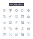 Programm line icons collection. Project, System, Application, Application software, Software program, Computer software