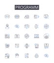 Programm line icons collection. Project, System, Application, Application software, Software program, Computer software