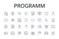 Programm line icons collection. Project, System, Application, Application software, Software program, Computer software