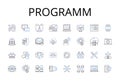 Programm line icons collection. Project, System, Application, Application software, Software program, Computer software