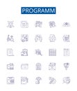 Programm line icons signs set. Design collection of Program, Programming, Software, Routine, Algorithm, Logic, Syntax