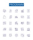 Programm line icons signs set. Design collection of Program, Programming, Software, Routine, Algorithm, Logic, Syntax