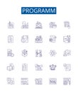 Programm line icons signs set. Design collection of Program, Programming, Software, Routine, Algorithm, Logic, Syntax