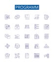 Programm line icons signs set. Design collection of Program, Programming, Software, Routine, Algorithm, Logic, Syntax