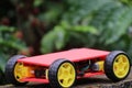 Programmable four wheels drive or 4WD robotic car with chasis. Hobby electronics project