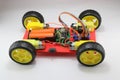 Programmable robotic car with four wheel drive and wireless control ability. Iot project concept shown on prototype model