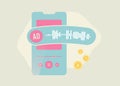 Programmatic Audio Advertising concept. Automated Ad Insertion in Media Sound Content. Vector illustration isolated on