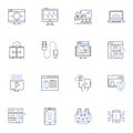 Programmed line icons collection. Automated, Digital, Coded, Scripted, Algorithmic, Engineered, Machined vector and
