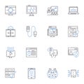 Programmed line icons collection. Automated, Digital, Coded, Scripted, Algorithmic, Engineered, Machined vector and