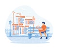 programmer cartoon character developing website, coding. Royalty Free Stock Photo