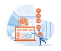 programmer cartoon character developing website, coding. Royalty Free Stock Photo