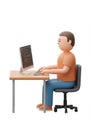 Programmer Cartoon 3D Model Coding at Desk A friendly 3D cartoon programmer is coding Symbolizing technology innovation Royalty Free Stock Photo