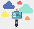 Programmer with a cloud computing program Royalty Free Stock Photo