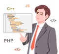 Programmer with code Royalty Free Stock Photo