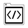 Programmer code window symbol in black and white