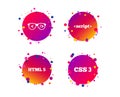 Programmer coder glasses. HTML markup language. Vector