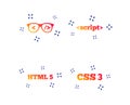 Programmer coder glasses. HTML markup language. Vector
