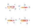 Programmer coder glasses. HTML markup language. Vector