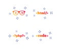 Programmer coder glasses. HTML markup language. Vector Royalty Free Stock Photo
