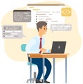 Programmer or coder looking at computer display and program window with code, software development Royalty Free Stock Photo