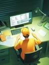 Programmer Codes Software Late Night Debugging A programmer works late into the night debugging software code on their comput