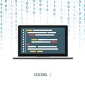 Programmer coding binary computer isometric flat vector Royalty Free Stock Photo