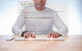 programmer coding, compiler, encode, debug, and developer application software for business corporate with laptop computer. Man Royalty Free Stock Photo