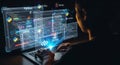 Programmer Coding on Futuristic Holographic Computer Interface Royalty Free Stock Photo