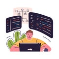 Programmer coding at laptop. Software developer work with business project structures and systems, analyzing data Royalty Free Stock Photo