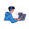 Programmer Coding on Laptop, Software Development Illustration Royalty Free Stock Photo