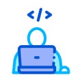 Programmer Coding Laptop Vector Thin Line Icon Royalty Free Stock Photo