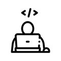 Programmer Coding Laptop Vector Thin Line Icon Royalty Free Stock Photo