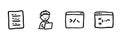 Programmer And Coding Line Icon Set In Doodle Style. Software Development, Coding, And Debugging Outline Sketch Royalty Free Stock Photo