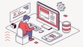 Programmer Coding on Multiple Screens, Software Development, vector design Generative AI Royalty Free Stock Photo