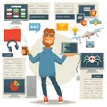 Programmer Computer Expert Banner with Icons Royalty Free Stock Photo