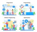 Programmer concept set. Idea of coding, testing and writing program Royalty Free Stock Photo