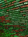 Programmer developer screen. Big data and Internet of things trend. SEO optimization. Database bits access stream visualisation. Royalty Free Stock Photo