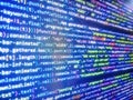 Programmer developer screen. Lines of code of a software with several colors. Blurred screen with selective focus. Coding css on Royalty Free Stock Photo